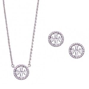 TORY BURCH • Crystal Circle Necklace Earrings Set